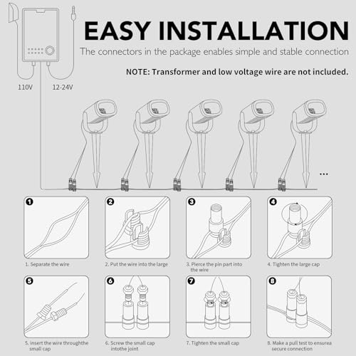 12W Low Voltage LED Landscape Lights 2700K Warm White, IP65 Outdoor Spotlights 8-Pack