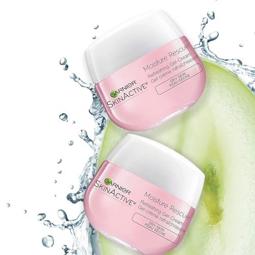 Garnier Moisture Rescue Refreshing Gel-Cream for Dry Skin, Oil-Free, 1.7 Oz (50g), 2 Count (Packaging May Vary)