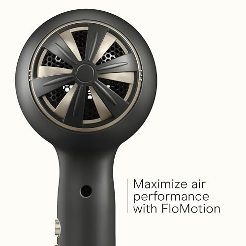 INFINITI PRO CONAIR FloMotion Pro Hair Dryer, Personalize Your Drying Experience with Adjustable Airflow and 6 Heat/Speed Settings, Blow Dryer with Diffuser and Concentrator Attachments, Black