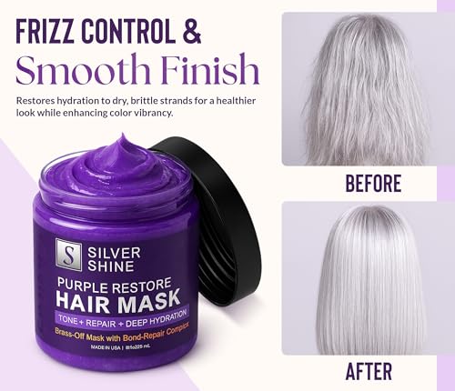 Purple Hair Mask for Gray & Silver Hair – Deep Conditioning Toner, 8oz