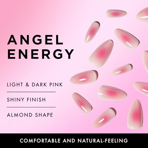 Lost Angels Pink Press On Nails - Almond Medium Length, 30 Count