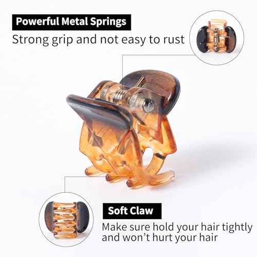 Cobahom 150PCS Extra Small Claw Clips for Thin Thick Hair, Super Mini No-Slip 0.55 Inch Tiny Hair Clips for Hair Styling, Small Hair Accessories for Women Girls, Brown, Black, Clear