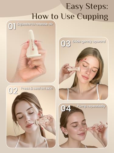 Rena Chris Facial Cupping & Gua Sha Set - Silicone Cups Rose Quartz Stone