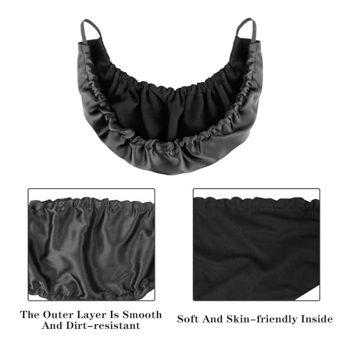 Beard Bonnet Beard Bandana for Men Facial Hair Beard Bib Adjustable Beard Guard Cover Mens Bedtime Apron Cap Double Layer (Black)