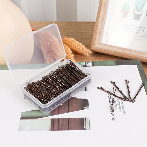 150 Count Mini Bobby Pins 1.38" with Storage Box - Brown