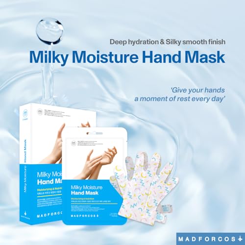 MADFORCOS Milky Moisture Hand Mask Gloves for Dry Cracked Hands - 5 Pairs