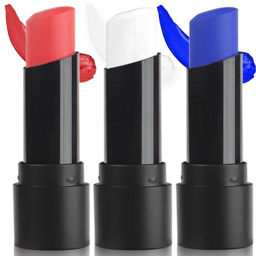 3-Piece Red White Blue Face Paint Sticks for Halloween Costumes