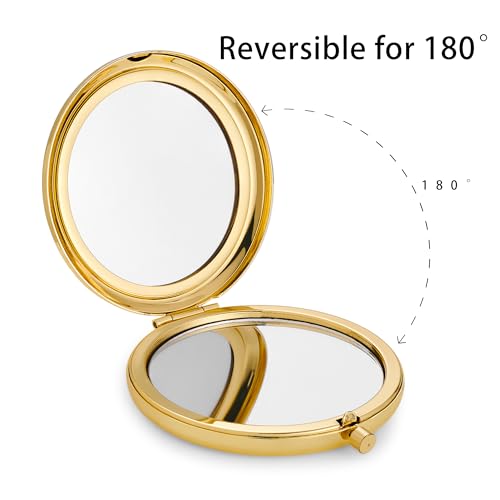 Compact Travel Makeup Mirror - 1X/2X Magnification, Gold, 6 Pack