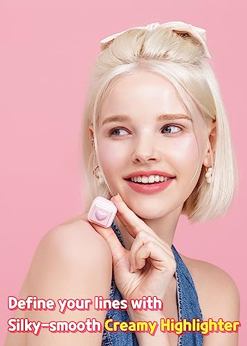 COLORGRAM Milk Bling Heartlighter 01 Peach Heart | Silky Smooth Versatile Creamy Highlighter with Shimmery Finish, Soft and Natural Glow Perfect for Daily Makeup