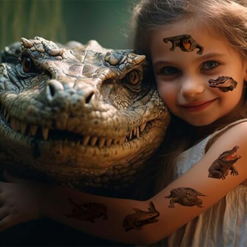 144-Piece Alligator Temporary Tattoos - Realistic Reptile Party Favors