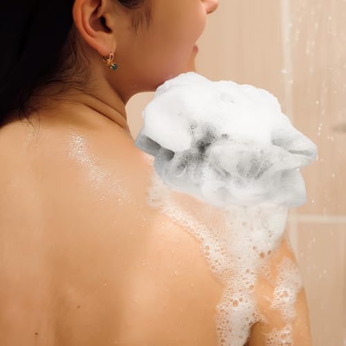 Travel Loofah 12 Pack with Cases - Mini Bath Puff Sponge