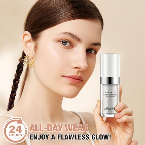 Concealer Cover Cream, Flawless Colour Changing Warm Skin Tone Foundation Makeup, Base Nude Face Liquid Cover Concealer (2 pcs)
