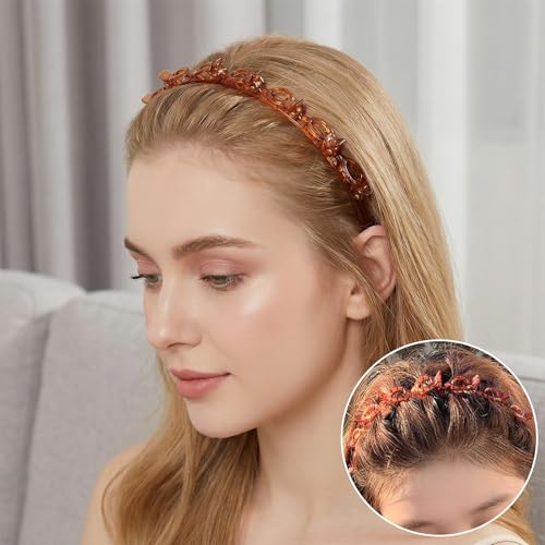 LUSTRIB 2-Pack Double Layer Hair Clips with Tooth & Bangs Headbands, Secure Hair Accessories for All Hair Types