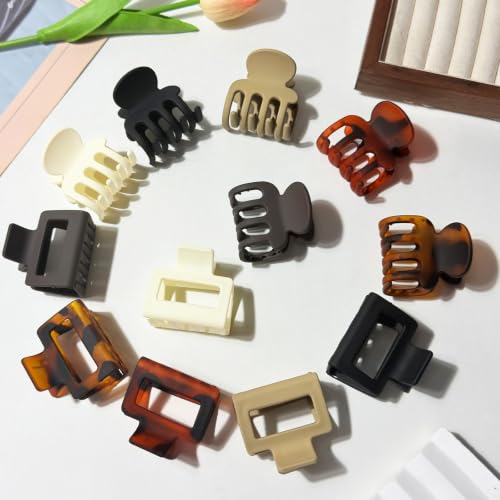 12-Piece Hair Claw Clips Set for Fine Hair | Strong Hold Matte