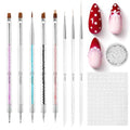 Beetles Nail Art Brush Set 8pcs – Double-Headed Design with Dotting & Striping Tools