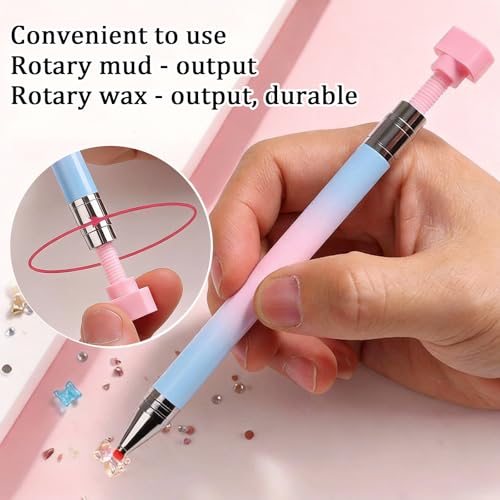 No.1 Rhinestone Picker Tool Set 2 Pcs Refillable Diamond Art Pens, 6 Wax Refills, Tweezers – Nail Art & Diamond Painting