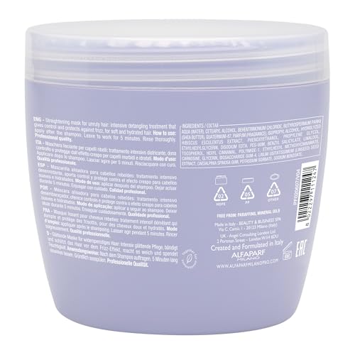 Alfaparf Milano Semi Di Lino Smooth Mask for Frizzy and Rebel Hair - Intensive Detangling Hair Treatment - Controls Frizz - Straightens and Hydrates Unruly Hair