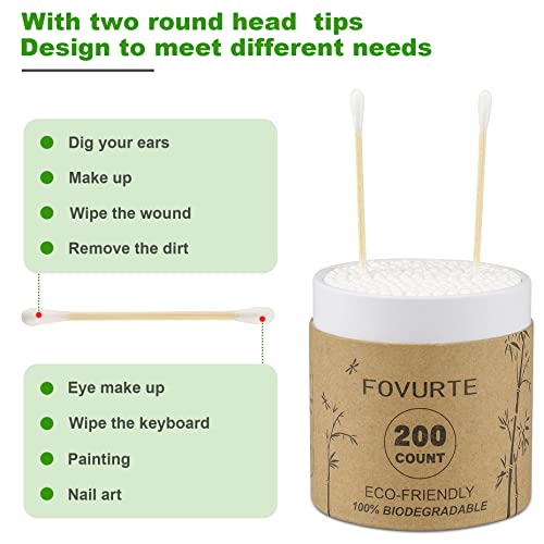 Bamboo Cotton Swabs 400 Count - Organic Natural Ear Sticks