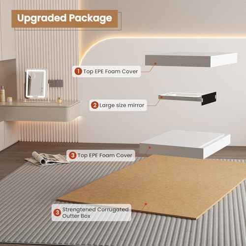 Dripex 15"x12" LED Lighted Makeup Mirror with 12V 2A Wireless Charging Bluetooth Speaker Makeup Vanity Mirror with Lights 3 Colors Dimmable Touch Keys Phone Holder 10X Magnification for Vanity Desk