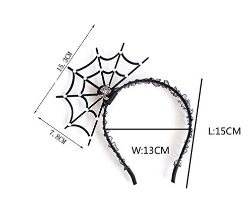 Cathercing Halloween Black Spider Web Rose lace Headband for Women Girls Kids Hair Hoop Costume Headpiece Hair Accessories for Cosplay Prom Party
