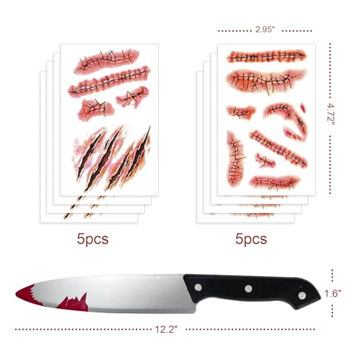 Halloween Fake Knife & Scar Tattoo Set - 12.2" Prop Kit