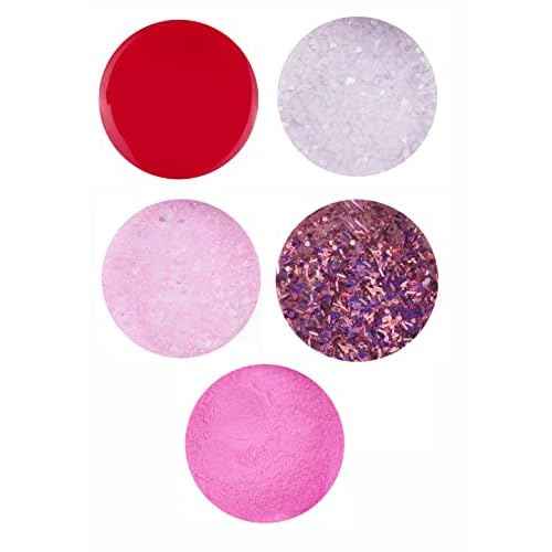 Nail Factory - Acrylic Powder Set Forever Pink Collection, 15 Pink Colors Mixed Shapes Set Glitter Nail Sequins Powder Holographic, Professional Nail Art Cosmetic, 3.5 Gr. Each One.