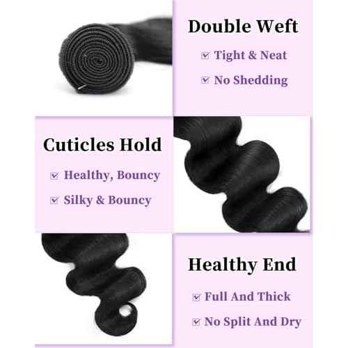 Body Wave Bundles Human Hair 26 Inch 12A Human Hair Bundles Real 100% Raw Unprocessed Brazilian Virgin Sew in Quick Weave Natural Black Deals Thick Hair Extensions