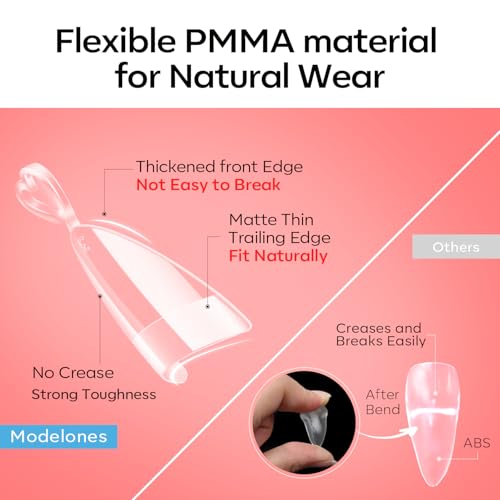 Modelones Medium Almond Half Cover Nail Tips 510pcs – Natural Fit & Durable Fake Press-On Nails