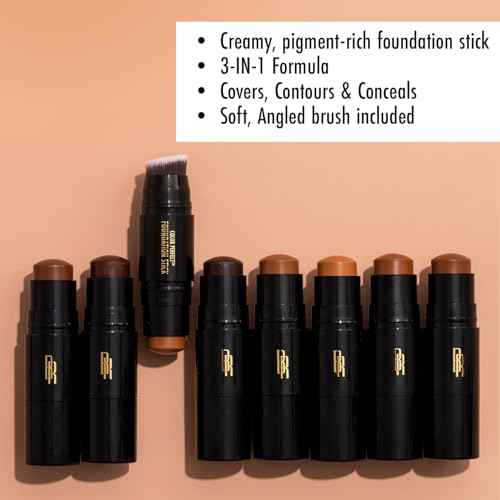 Black Radiance Color Perfect Foundation Stick with Soft Brush Applicator Duo ? Buildable, Blendable Versatile Pigment-Rich Formula - Bronze Glow