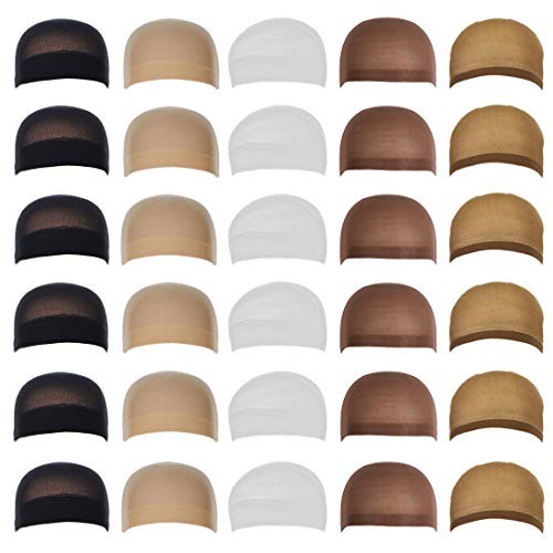 Stocking Wig Caps, DEPHNARSA 24pcs Assorted color Stretchy Nylon Wig Caps Stocking Caps For Wigs Wig Caps For Women Man (Assorted)