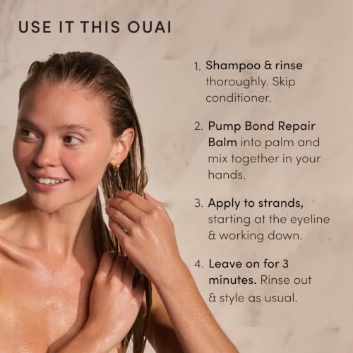 OUAI Bond Repair Balm 1.7 oz Travel Size Hair Mask for Damaged Hair