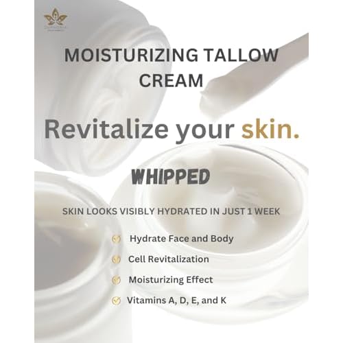 Beef Tallow for Skin Care -100% Grass Fed- Whipped Moisturizer for Face and Body - 100% Natural Lotion for Sensitive Skin Vanilla Bean Latte - 4 FL. oz.