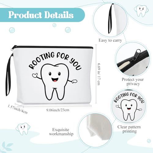 Kacctyen Dental Assistant Gifts Dentist Hygienist Gift for Women Dental Assistant Appreciation Week Makeup Bag with Keychain 17 oz Glass Cup with Lid and Straw Set for Women Men Accessories
