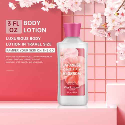 Bath and Body Gift Set for Women and Girls, Japanese Cherry Blossom Spa Set With Natural Extracts-Shower Gel, Body Lotion, Body Mist, Body Care Travel Set for Birthday Mother's Day Gifts