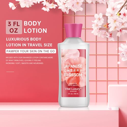 Bath and Body Gift Set ? Japanese Cherry Blossom, Travel-Size Spa Kit with Gel, Lotion, Mist & Natural Extracts, Ideal for Birthday, Mother's Day & Christmas Gifts