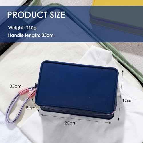 Travistar Silicone Travel Makeup Bag - Large Capacity Make Up Pouch Travel Makeup Organizer Bag Waterproof Toiletry Bag Portable Cosmetic Bag Cute Womens Brush Holder Bag with Zipper Closure Blue