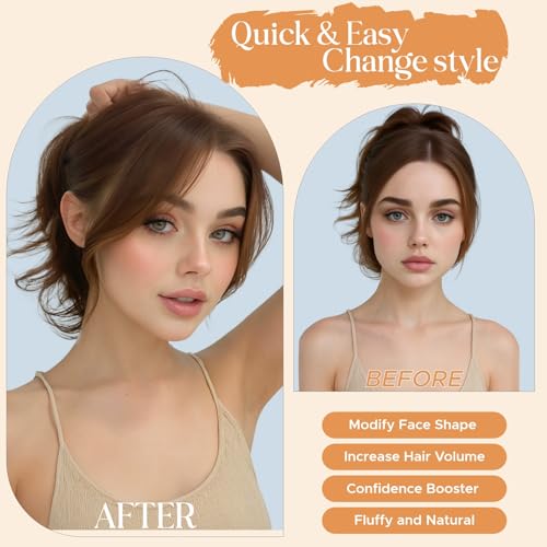 TESSHAIR 100% Remy Human Hair Bangs Clip - 4x6 Side Bangs #27 Dark Blonde