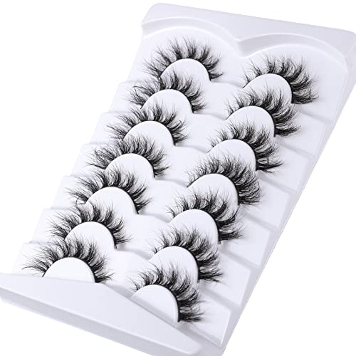 Mebver Cat Eye Lashes - Faux Mink False Eyelashes, 7 Pairs