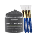 New York Biology Dead Sea Mud Mask for Face and Body Infused with Eucalyptus with 3 pcs Face Mask Brush Applicators - Spa Quality Pore Reducer for Acne, Blackheads and Oily Skin