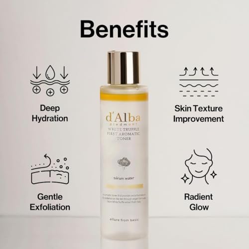 d¡¯Alba Italian White Truffle First Aromatic Toner, Vegan Skincare, Gentle Hydrating Toner with White Truffles, Weakly Acidic, Skin Texture Enhancement, Surfactant Free (5.24 fl oz.)