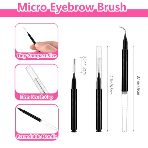 50Pcs Micro Eyebrow Brushes & Eyelash Spoolies Set