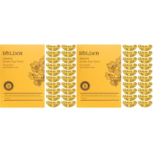 BOLDEN Awake Under Eye Patch | Eye Mask For Dark Circles, Puffiness & Discoloration | Brightening Eye Pads With Niacinamide, Alpha Arbutin, Tranexamic Acid & Vitamin C | 10 Pairs (Pack of 2)