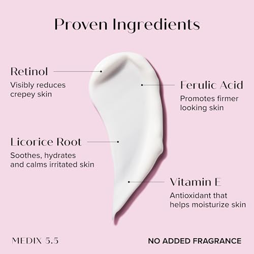 MEDIX Fragrance Free Retinol Face Moisturizer & Body Lotion Crepey Skin Care Treatment | Anti Aging Firming Retinol Cream For Face Targets Loose Crepe Skin, Wrinkles, & Fine Lines, 15 Fl Oz, 2-Pack