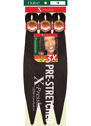 Outre X-Pression Pre-Stretched Braid 42" 3X Off Black (2 Pack)