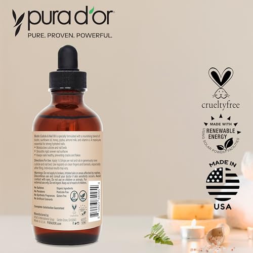 PURA D'OR Biotin Nail & Cuticle Oil - Nourishing Growth Treatment (4 oz)