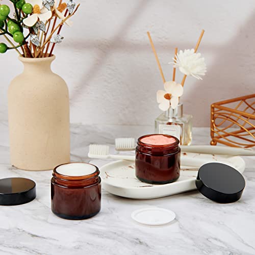 2oz Amber Glass Jars with Lids, 24 Pack Cosmetic Containers