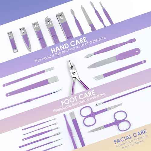 Manicure Set Professional Manicure Kit - 30 in 1 Pedicure Kit Nail Clippers Set Stainless Steel Nail Kit for Women - Purple