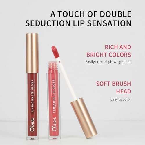 O'CHEAL 10Pcs Luminous Liquid Lipstick Makeup Set, Luminous liquid Long-Lasting Wear Non-Stick Cup Not Fade Waterproof Lip Gloss Series 7030