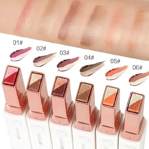 Ylapagne 6-Color Waterproof Eyeshadow Stick Set - Brown Variants, Portable Double-Ended Gradient Makeup Pen