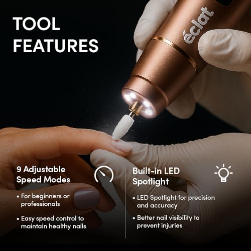 ÉCLAT Cordless Nail Drill, Professional Portable E-File for Gel &